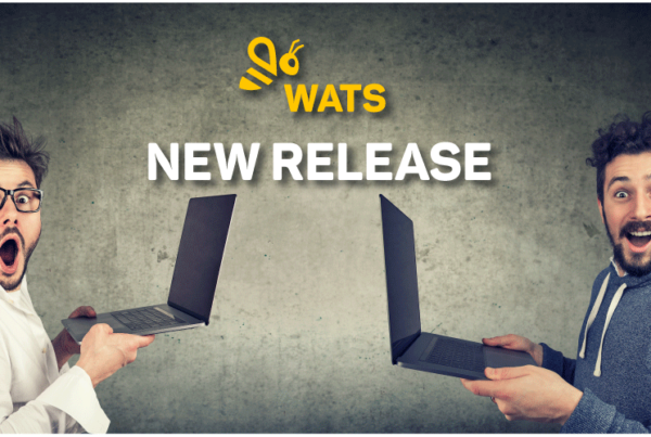 Picture of two men with pc's and the text: WATS New Release