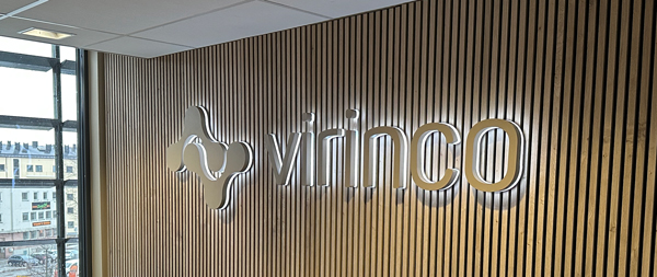 The virinco logo is up on the wall